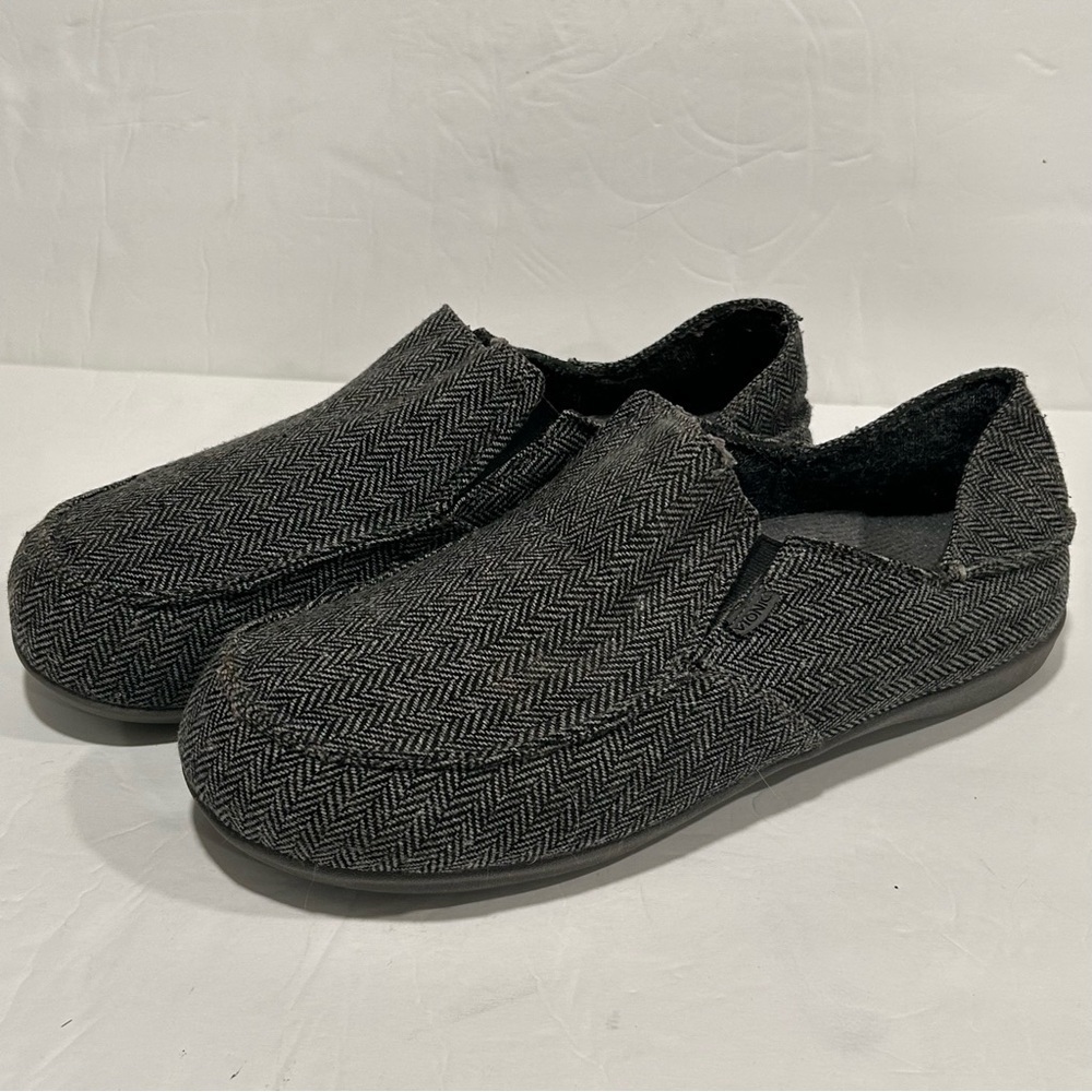 VIONIC MENS MAXWELL DARK GREY HERRINGBONE SLIPPER CANVAS, ORTHOTIC, COMFORT, 13